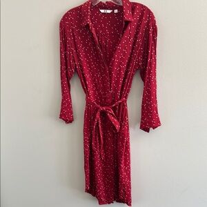 Uniqlo Red Long Sleeve Dress with White Dots